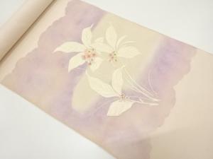 アンティーク　草花模様　刺繍　名古屋帯地反物